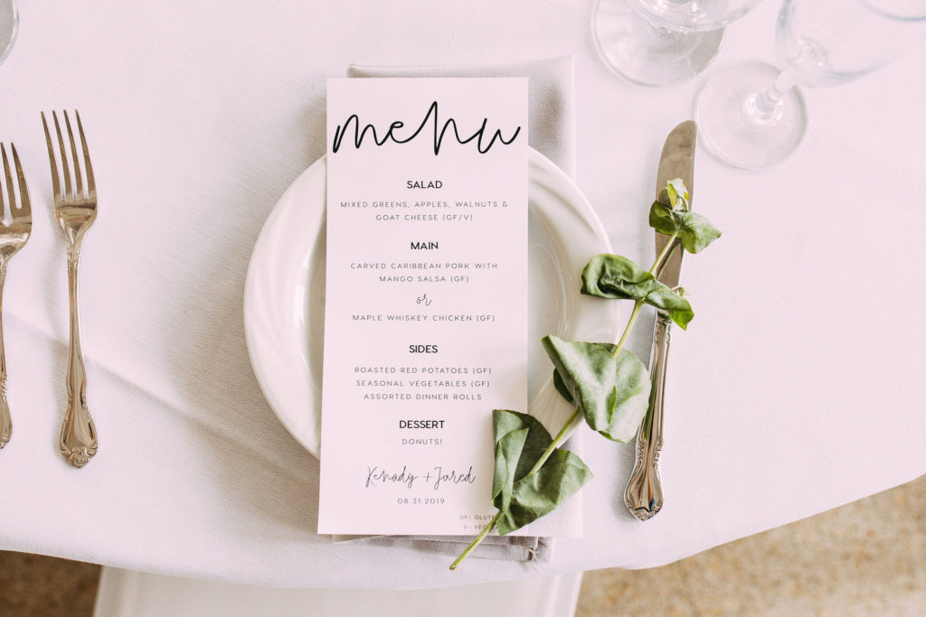 gorgeous wedding menus